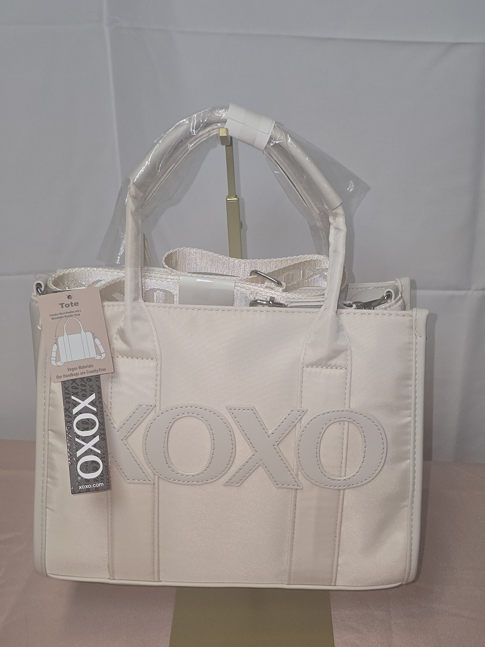 XOXO Women's Tote Bag in Cream With Jewelry Surprise & Free Gift